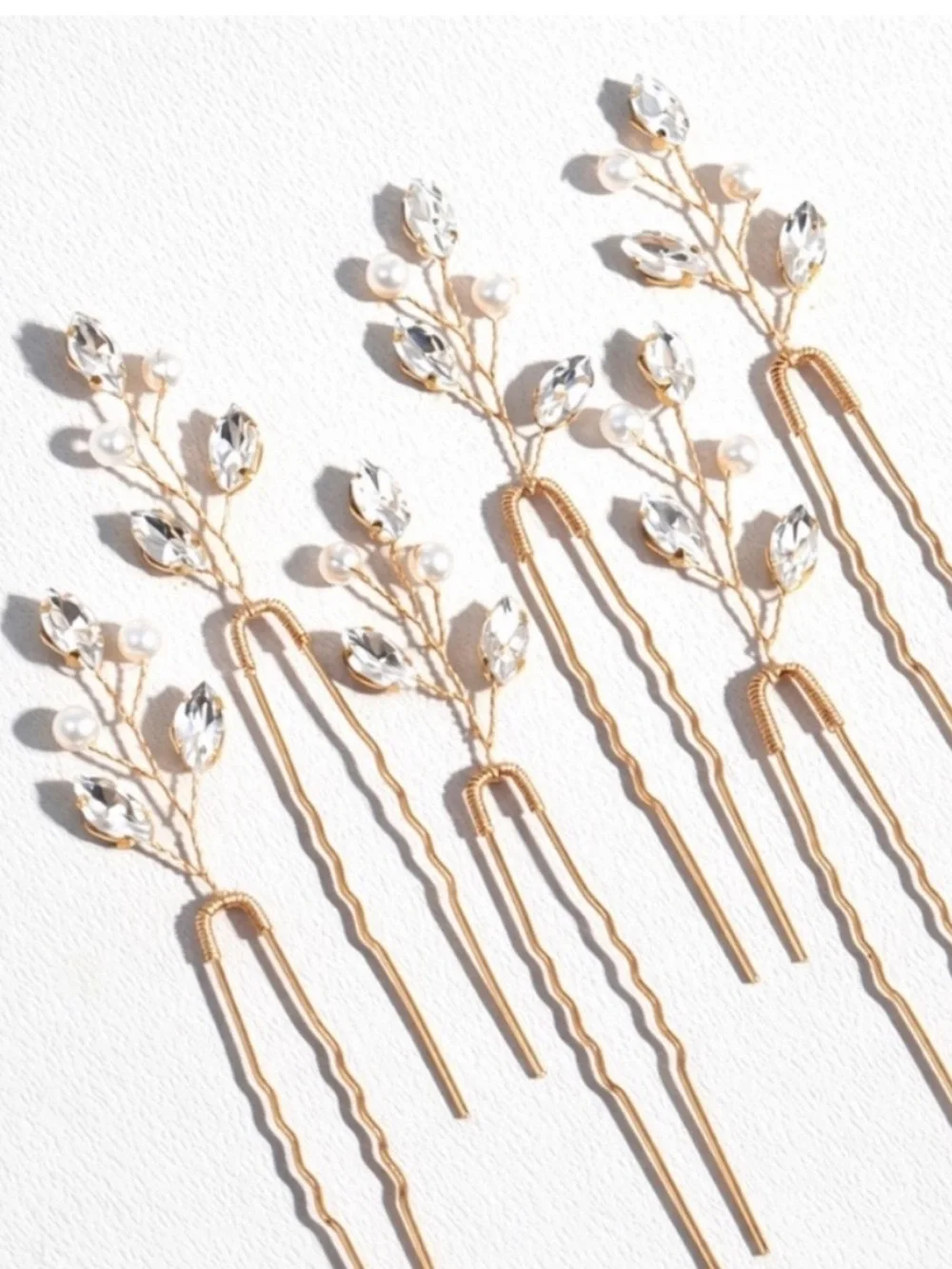 New! Gold Rhinestone Crystal Bobby Pin Set (6) NWOT
